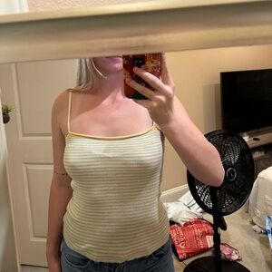 GAP vintage Yellow Trim White Ribbed Camisole